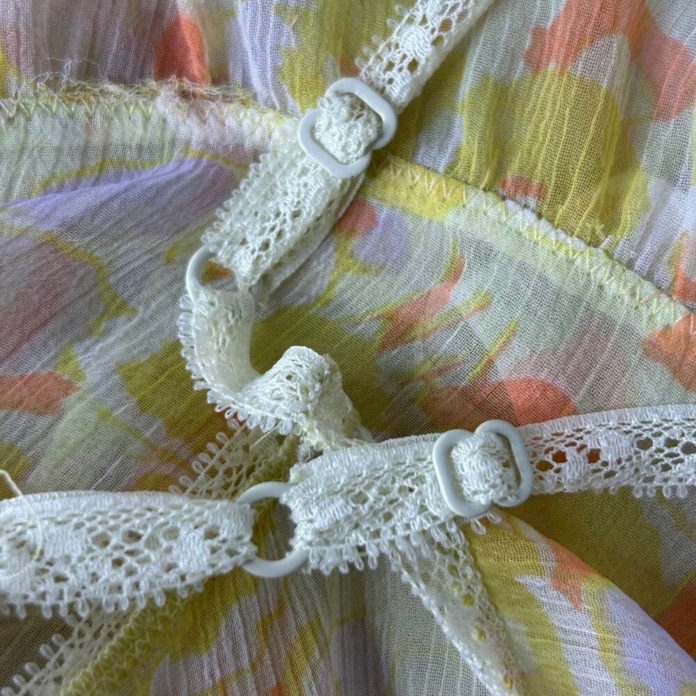 Free People Intimately Floral Babydoll Nightgown Yellow Sheer Babydoll Dress S - Picture 7 of 9